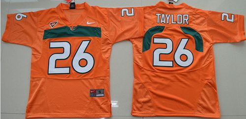 Hurricanes #26 Sean Taylor Orange Stitched Youth NCAA Jersey - Click Image to Close